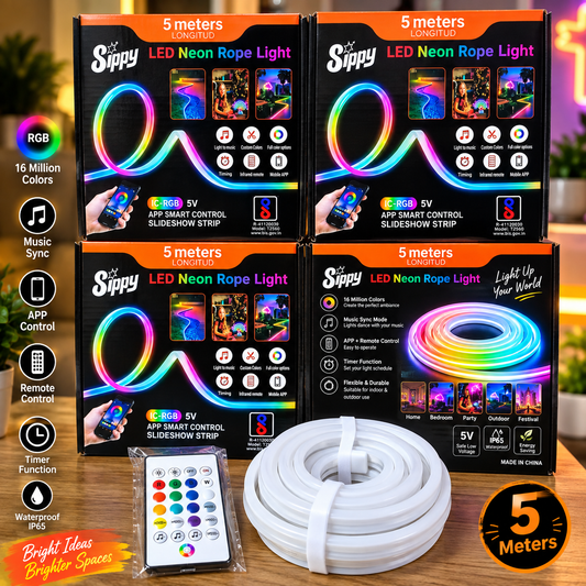 LED Neon Rope Light 5 Meter RGB – Complete Kit with Remote Control
